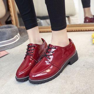 Low Heel Patent Lace Up Shoes