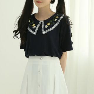 Flower Embroidery Capelet Top