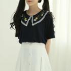 Flower Embroidery Capelet Top