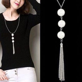 Fringed Faux Pearl Necklace