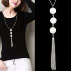 Fringed Faux Pearl Necklace