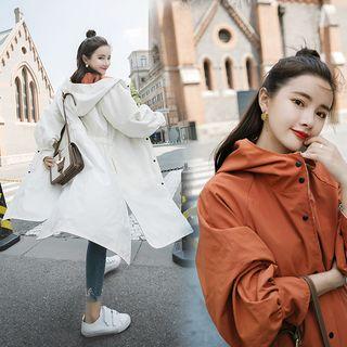 Hooded Long Drawstring-waist Parka