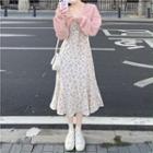 Spaghetti Strap Floral Mermaid Dress / Long-sleeve Cardigan