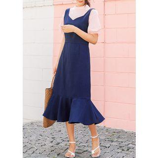 Plus Size - Sweetheart-neck Sleeveless Long Dress