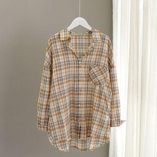 Plaid Button-up Oversize Shirt
