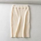 Ribbed Knit Skirt Off-white - One Size