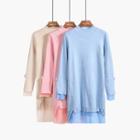 Mock-neck Mesh-panel Knit Dress