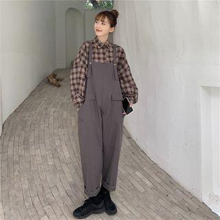 Plaid Shirt / Cropped Harem Jumper Pants