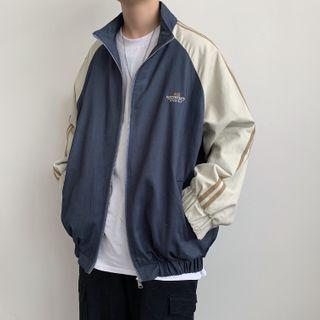 Striped Two-tone Zip Jacket