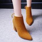 Bow Detail Chunky Heel Pointed Short Boots
