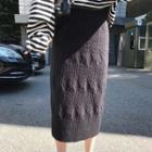 Straight Cut Midi Cable-knit Skirt