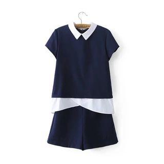 Contrast Color Short-sleeve Playsuit