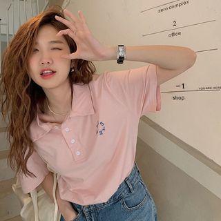 Short-sleeve Polo-neck Logo T-shirt