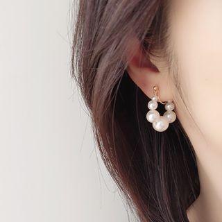 Faux Pearl Clip-on Earring 1 Pair - Gold & White - One Size