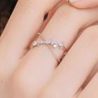 Alloy Rhinestone Layered Open Ring 1 Pc - Silver - One Size