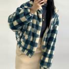 Gingham Zip-up Fleece Jacket