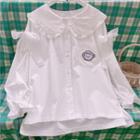 Sheep Embroidered Blouse White - One Size