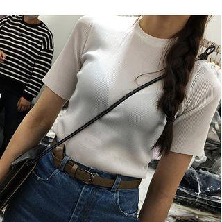 Ribbed Short-sleeve Top