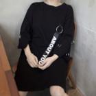 Metal Ring Elbow-sleeve T-shirt Dress