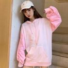 Color Block Crinkled Hoodie Pink - One Size