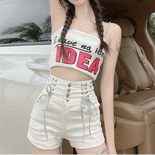 Chain Camisole Top / Denim Shorts
