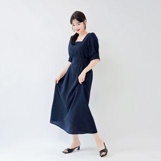 [lovb] Square-neck Plain Maxi Dress