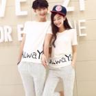T-shirt / Striped Cropped Pants