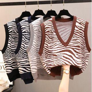 Zebra Print Sweater Vest