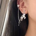 Faux Pearl Unicorn Chained Earring