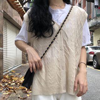 V-neck Knit Vest As Shown In Figure - One Size