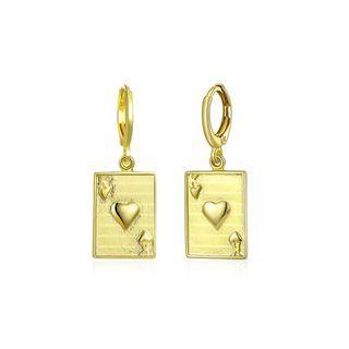 Fashion Elegant Plated Gold Poker K Earrings Golden - One Size