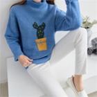 Turtle-neck Cactus Loose-fit Sweater