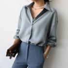 Drop-shoulder Crepe Shirt