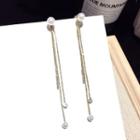 Faux Pearl Fringed Earring 1 Pair - Silver Earrings - Gold - One Size