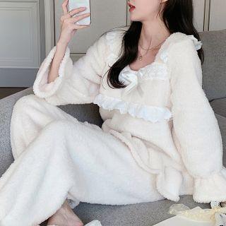 Bell-sleeve Flannel Midi Sleep Dress / Sleep Top / Lounge Pants / Set