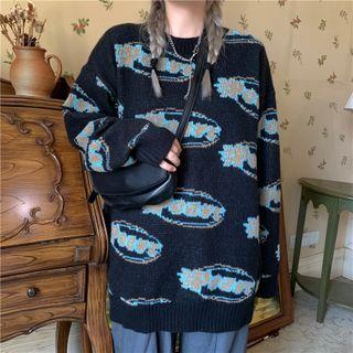 Long Sleeve Letter Jacquard Sweater