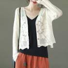 Perforated Cardigan Beige - One Size