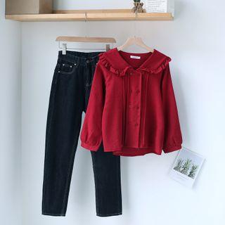 Long-sleeve Blouse / Straight-cut Jeans