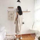 Set: Sleeveless Number Print Midi Dress + Tube Top