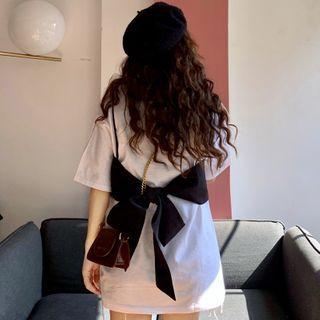 Set: Elbow-sleeve T-shirt + Bow Camisole Top