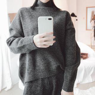 Slit-back Turtleneck Sweater