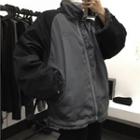 Reversible Color Block Fleece-lined Zip-up Jacket