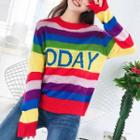 Striped Lettering Sweater