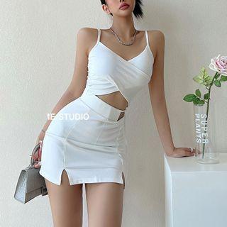 Cutout Slit Mini Pencil Skirt