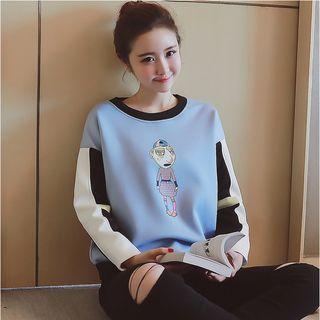 Printed Color Block Sweatshirt