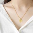 925 Sterling Silver Cupid Disc Pendant Necklace 18k Gold - One Size