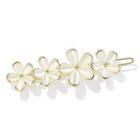 Flower Cat Eye Stone Hair Clip Gold - One Size