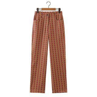 Retro Print Straight Leg Pants