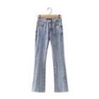 Cut Out Washed Boot Cut Jeans