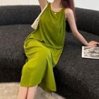 Drawstring Midi Tank Dress Green - One Size